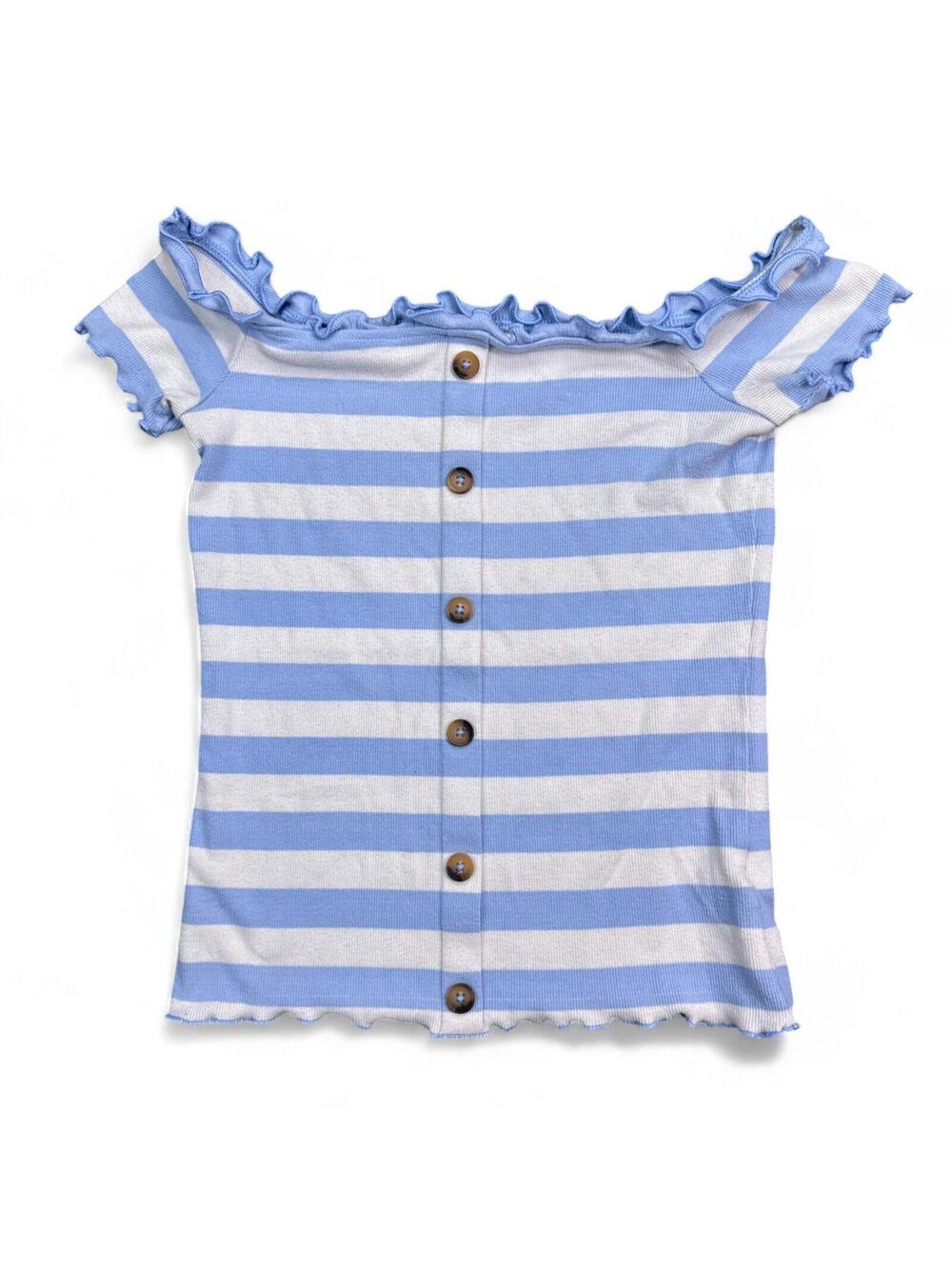 Aeropostale Aero Seriously Soft Crop Top Womens Size Medium Blue White Striped